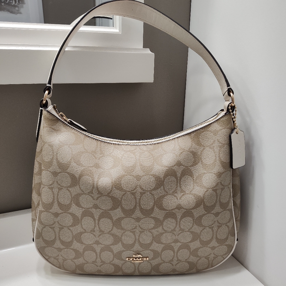 🥰EUC Coach #F29209 Signature Monogram Logo Leather Shoulder Satchel Bag, 🤎 - Picture 2 of 16